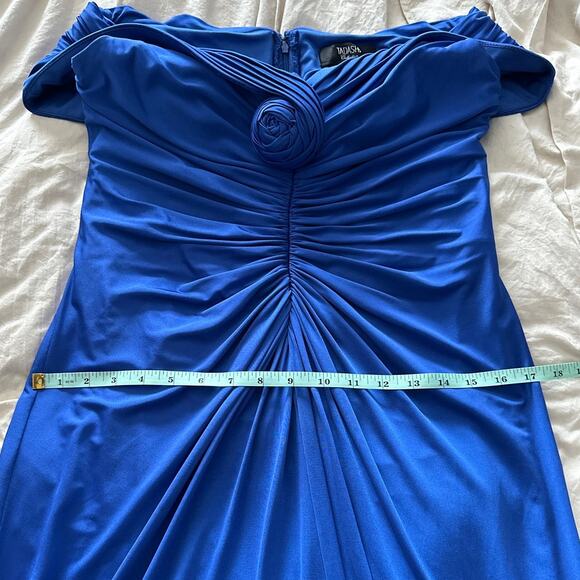 Tadashi Collection Blue Gown Formal Dress Ruched Maxi Evening Party - Picture 7 of 7